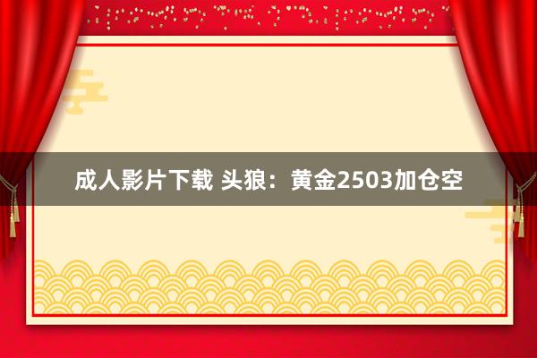 成人影片下载 头狼：黄金2503加仓空