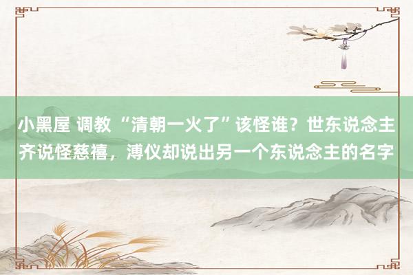 小黑屋 调教 “清朝一火了”该怪谁？世东说念主齐说怪慈禧，溥仪却说出另一个东说念主的名字