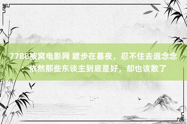 7788被窝电影网 踱步在暮夜，忍不住去遐念念：依然那些东谈主到底是好，却也该散了